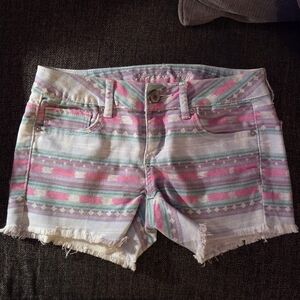 American Eagle Outfitters Pastel Striped Denim Jean Shorts